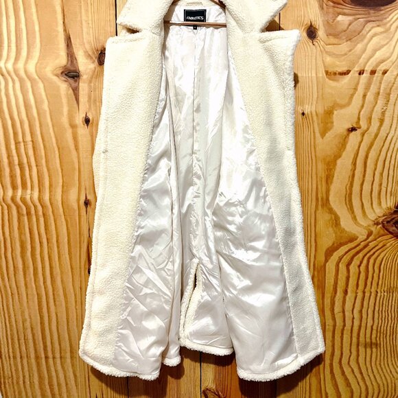 Fabletics Teddy Long Coat 2X | Khloé Kardashian | Cream Recycled Teddy Fabric - Picture 8 of 16